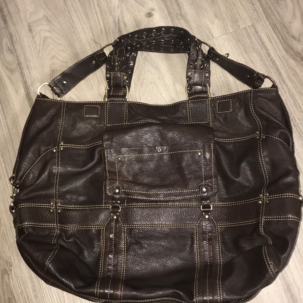 Laundry by Shelli Segal Espresso Leather Tote